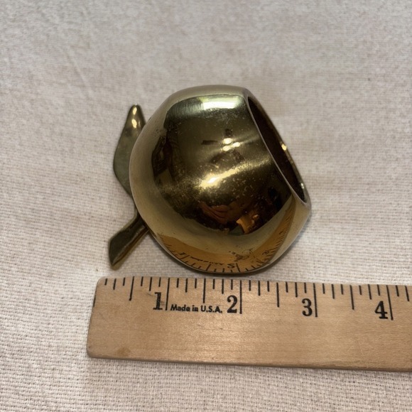 Vintage Small Brass Apple Bell w/ Stem and Leaf Teacher Vibes - Picture 5 of 6